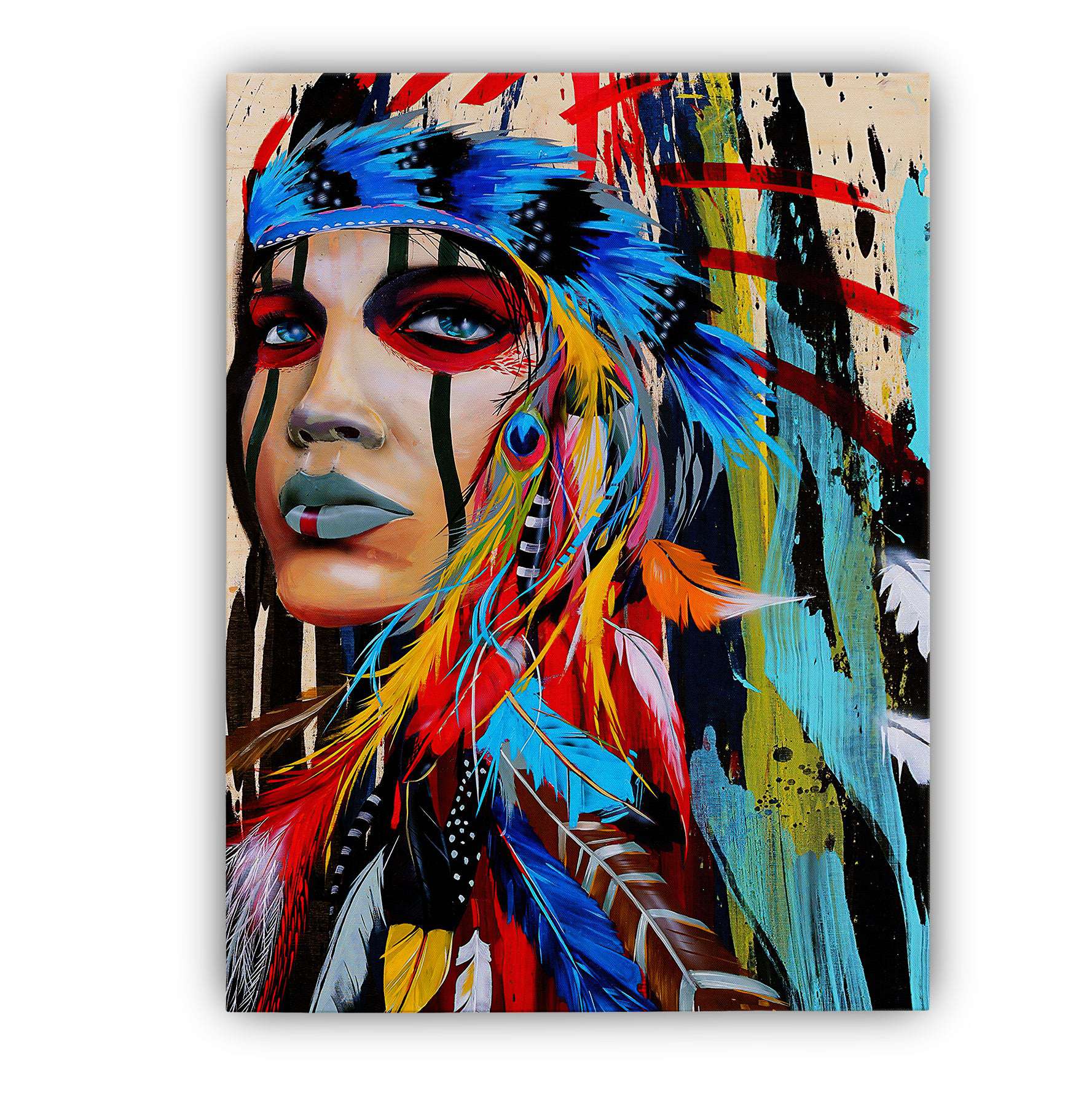 Native American woman wearing plume painting Art Board Print Native American woman wearing plume painting Art Board Print