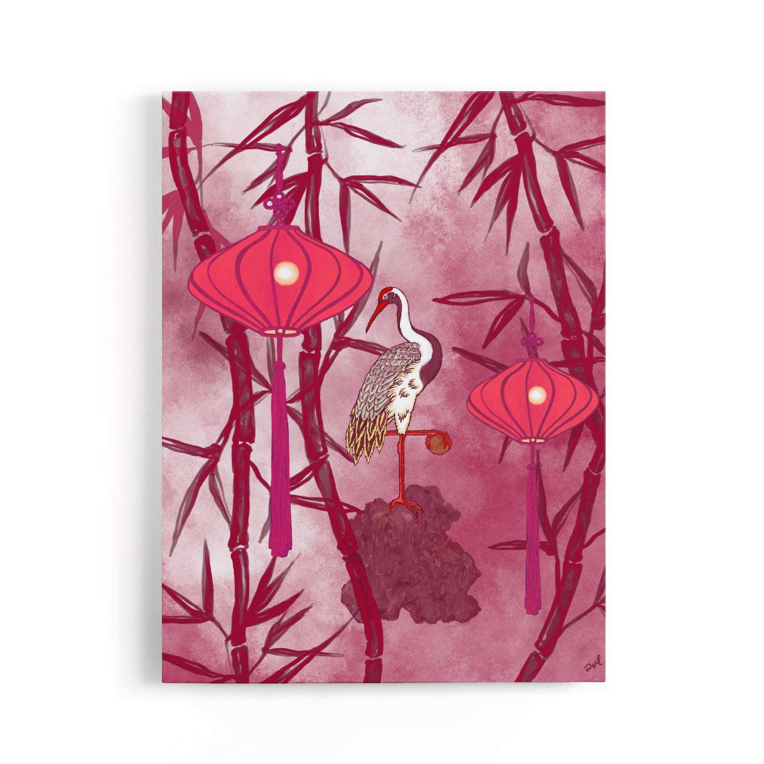 Crane Amongst The Bamboo