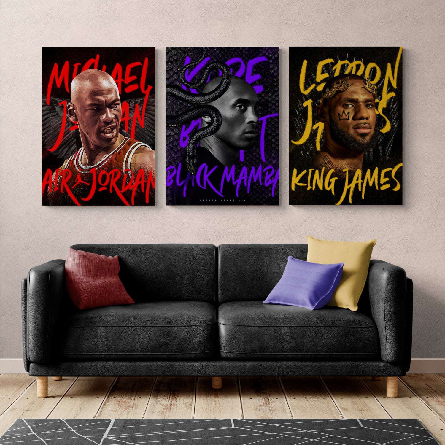 Michael Jordan and Kobe Bryant Canvas Wall Art NBA Legends 