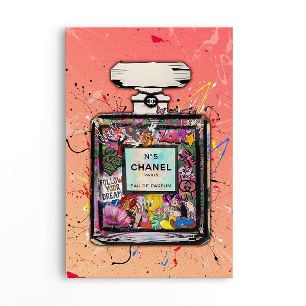 Graffiti Chanel No 5 - Pink - Magna Canvas