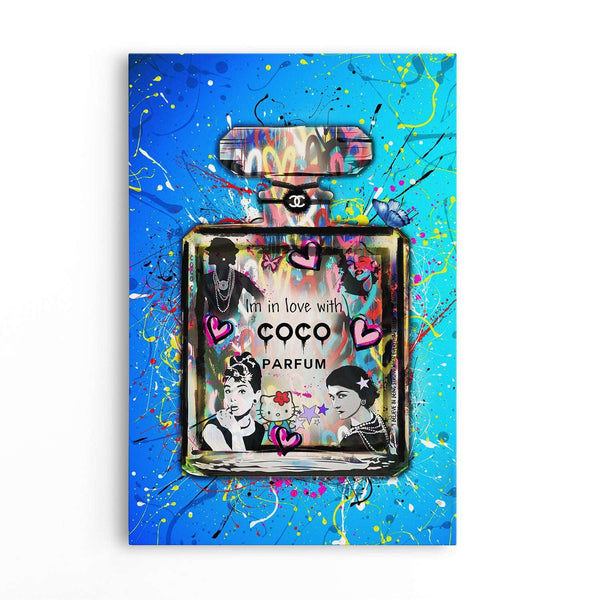 Franc franc フランフラン“No.5 CHANEL” ポップアート Graffiti Chanel No 5 - Blue - Magna Canvas