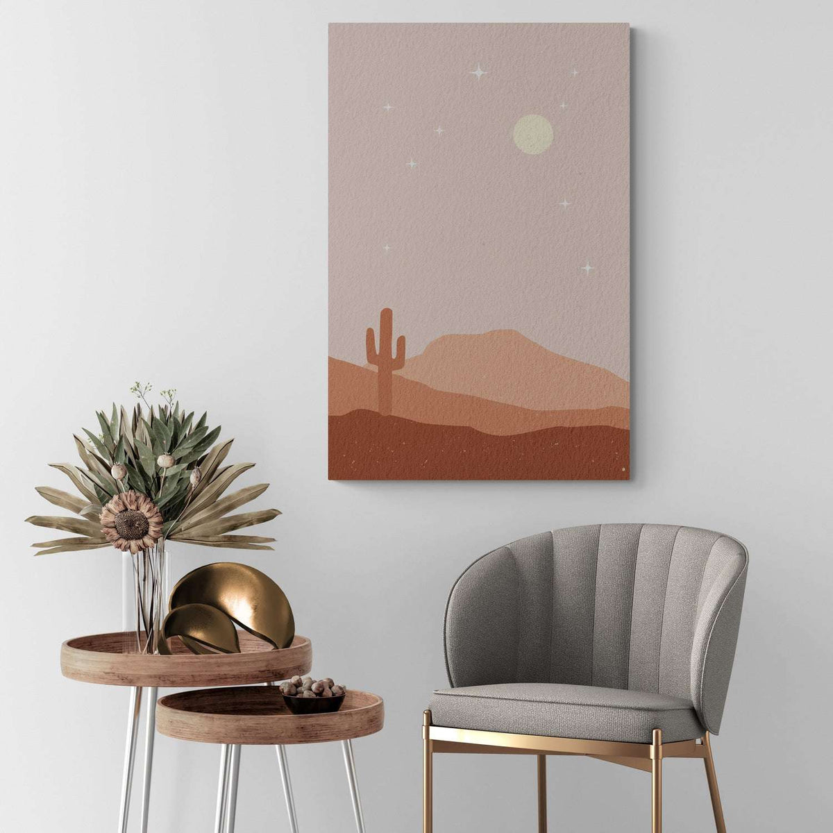 Pink Desert Sunset Moon