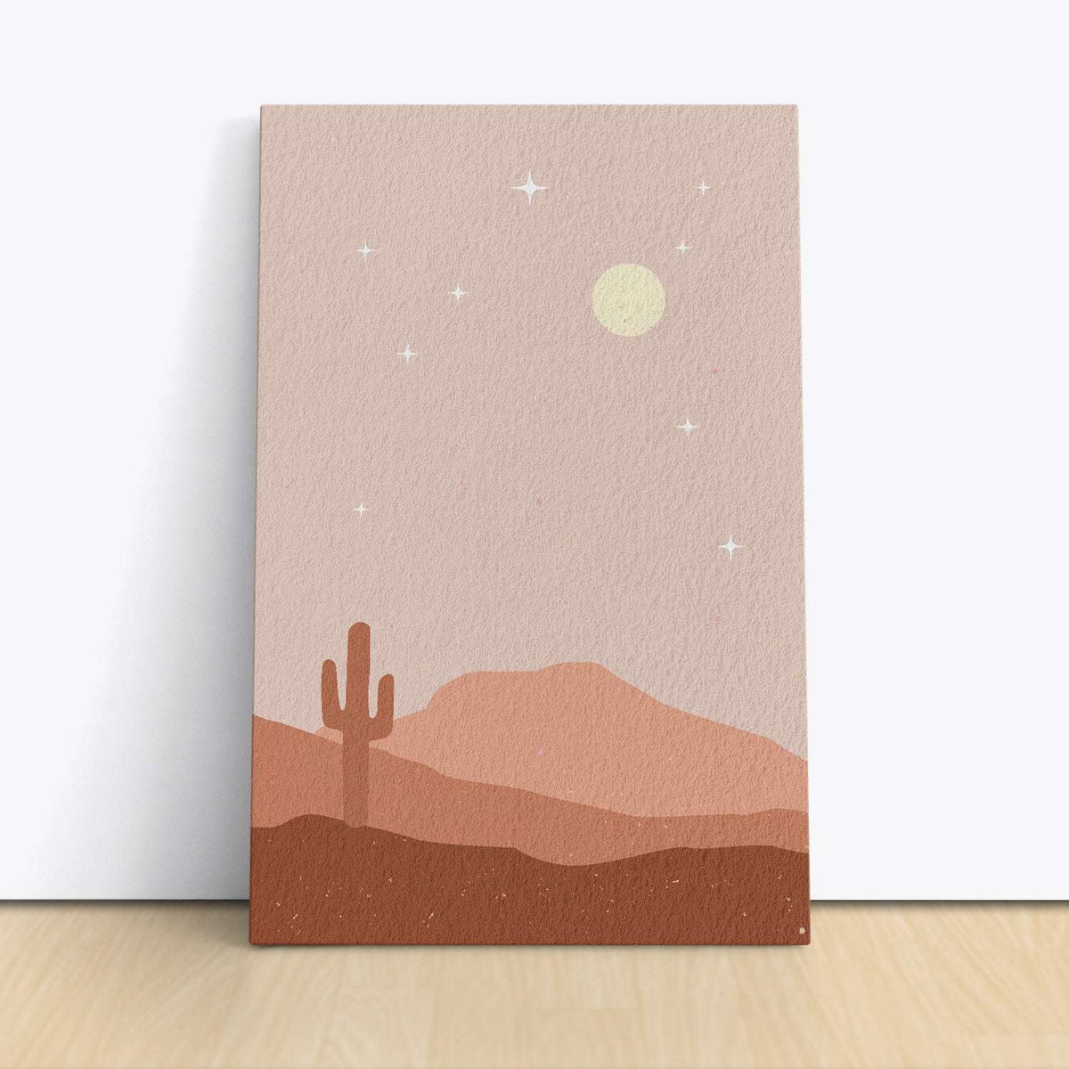 Pink Desert Sunset Moon