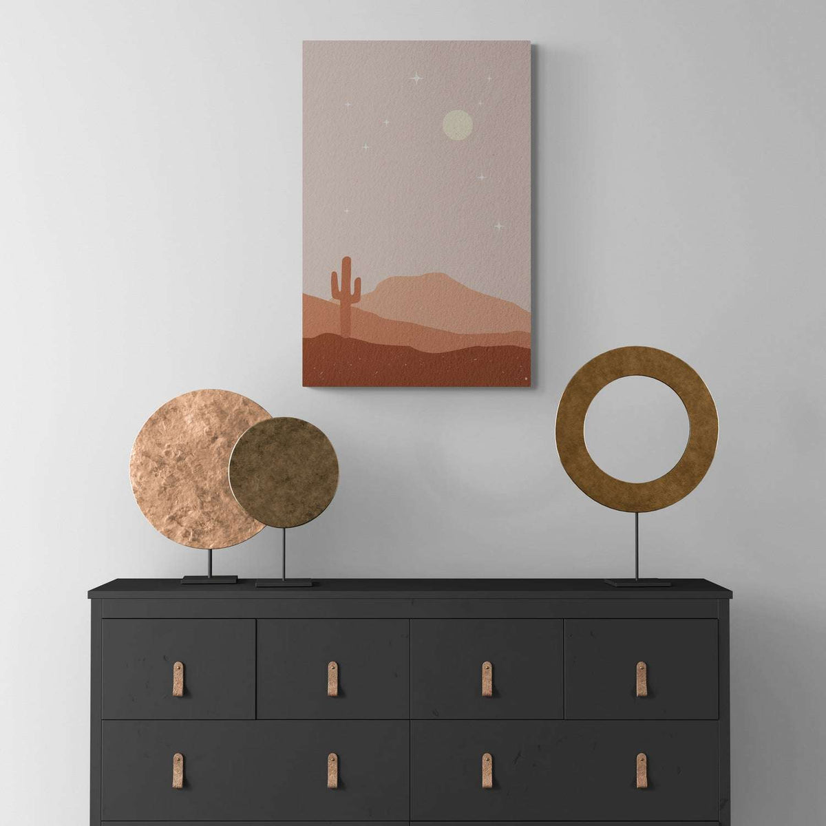 Pink Desert Sunset Moon