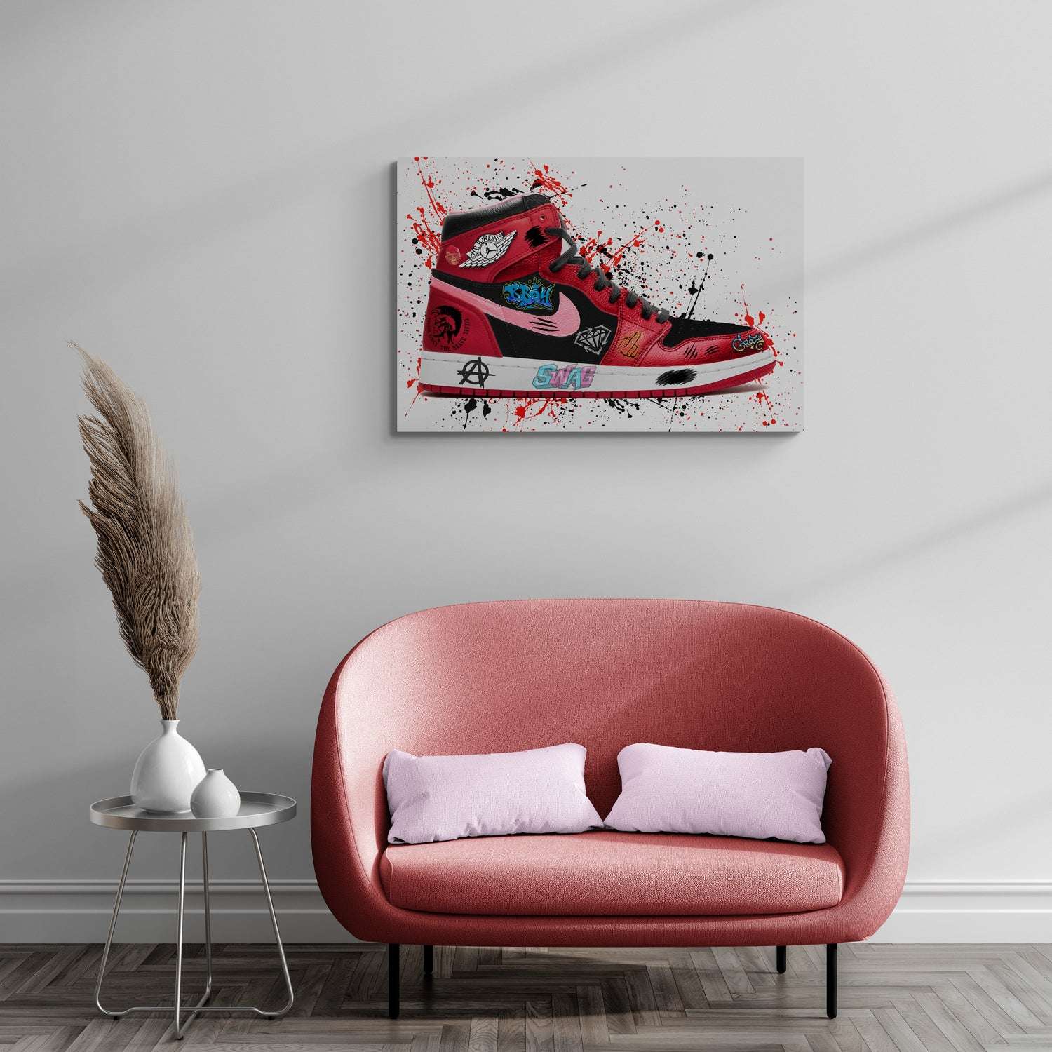 Red Nike Jordan Air Graffiti Sneaker