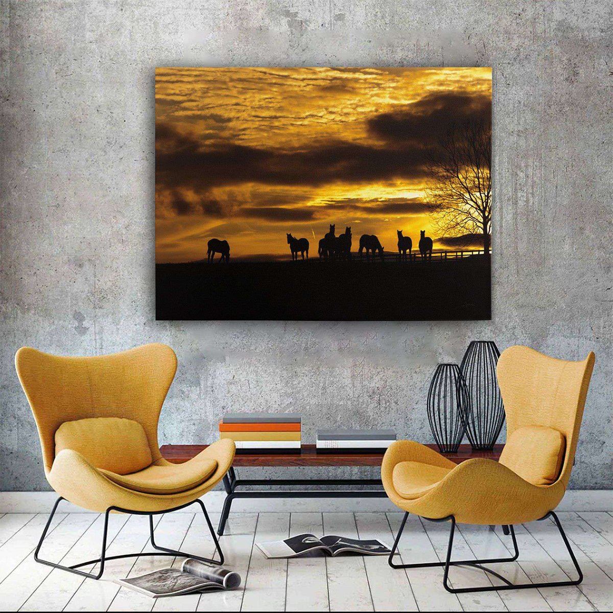 Horses At Sunset Canvas Wido 