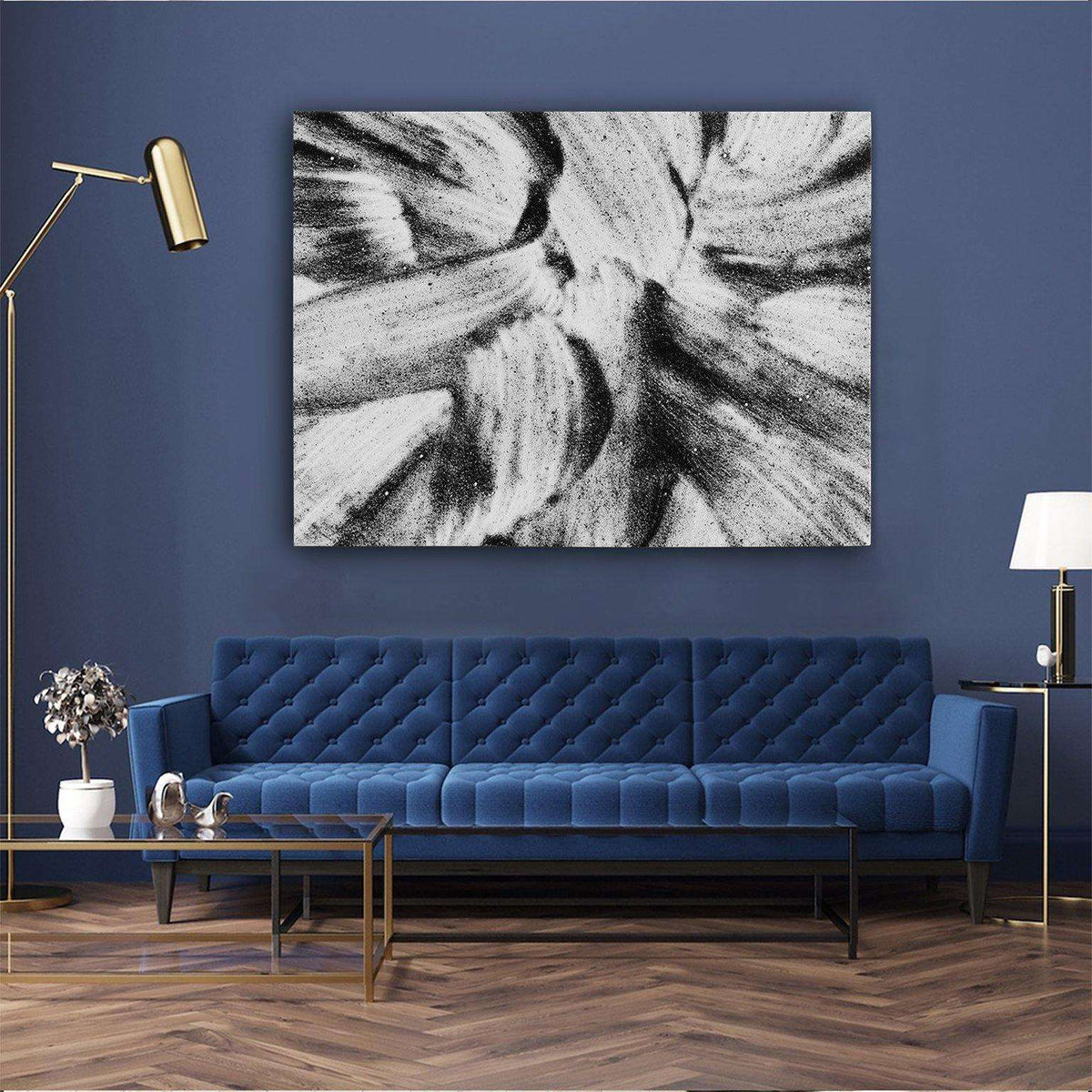 Black &amp; White Flower Canvas Wido 