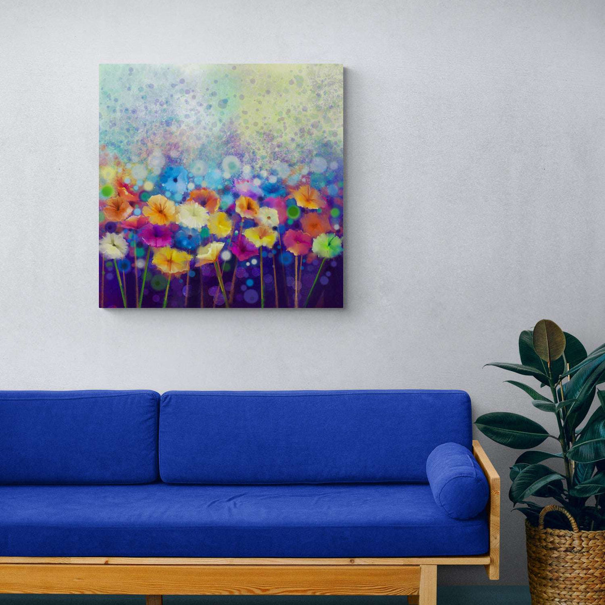 Gerbera Flowers on Blue