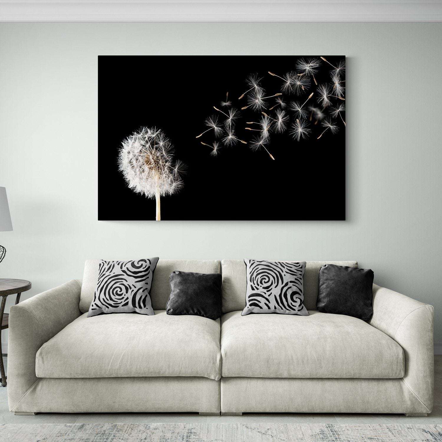 Dandelion On Black Background Canvas Magna Canvas 