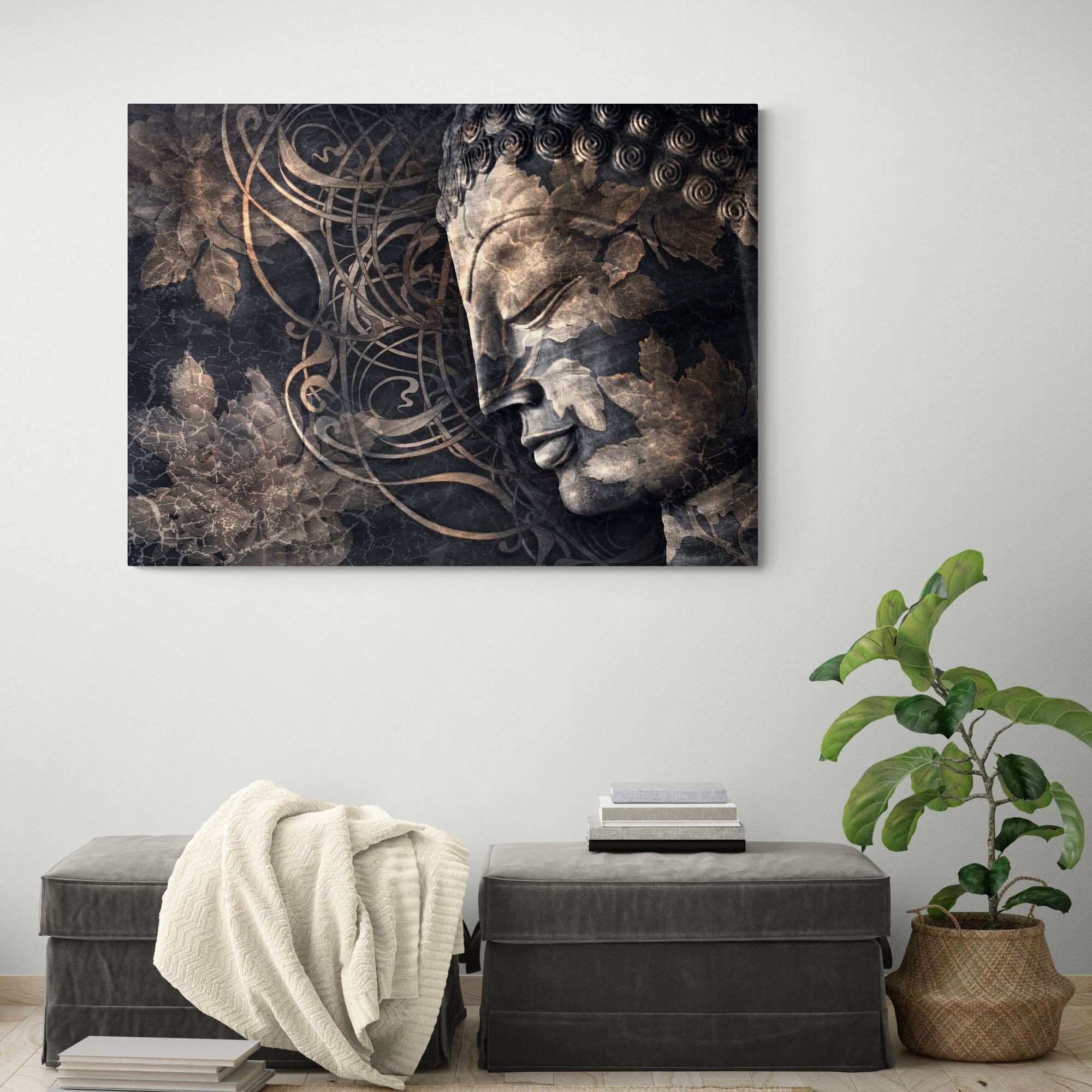 Smiling Buddha Head Canvas Magna Canvas 