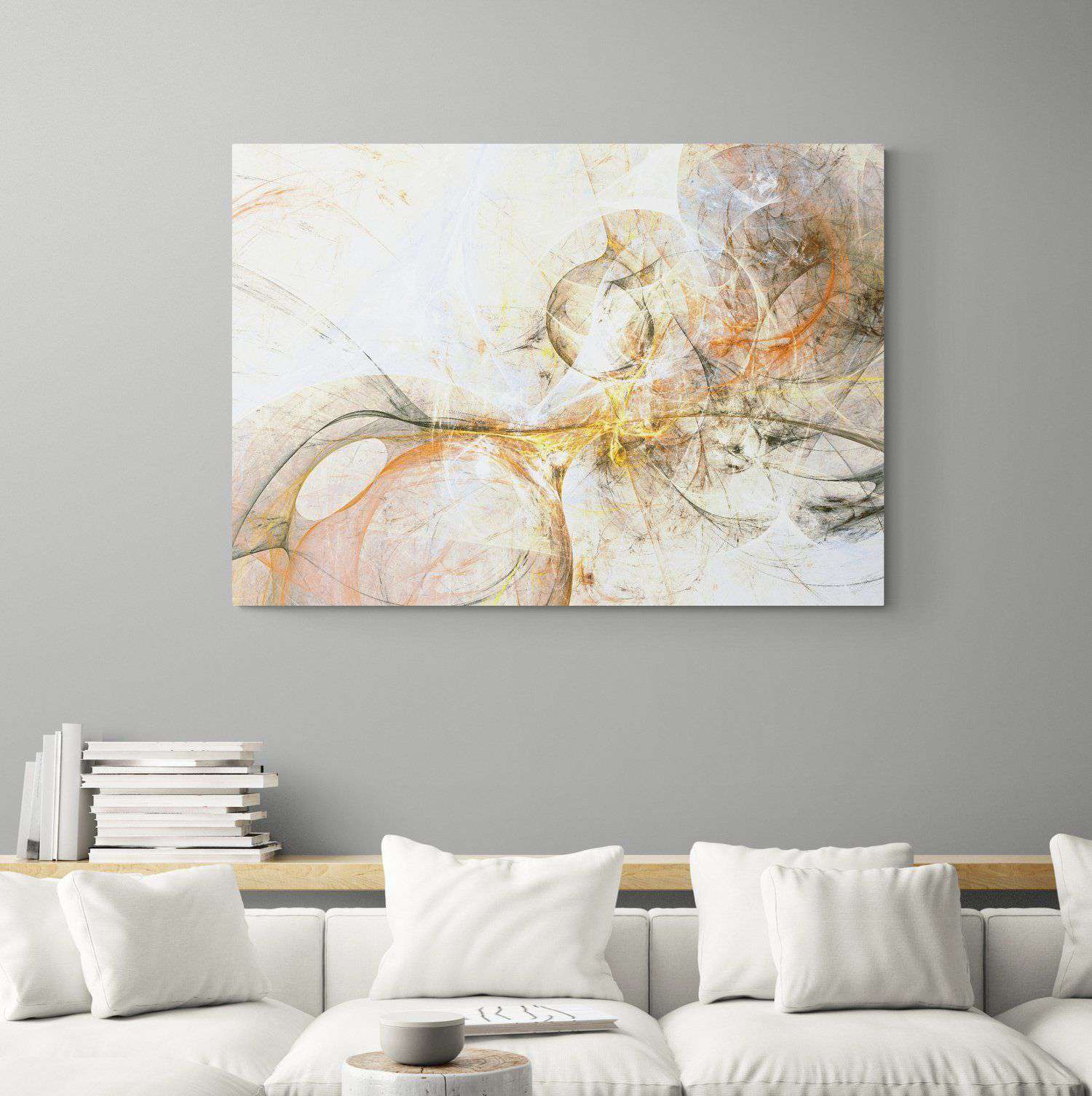 Grey Yellow Grunge Abstract Canvas Magna Canvas 