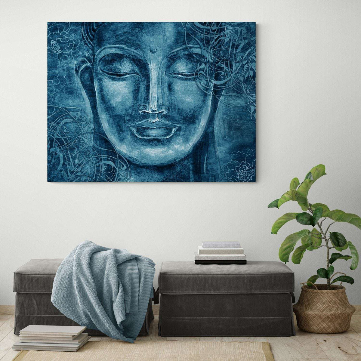 Blue Smiling Buddha Canvas Magna Canvas 
