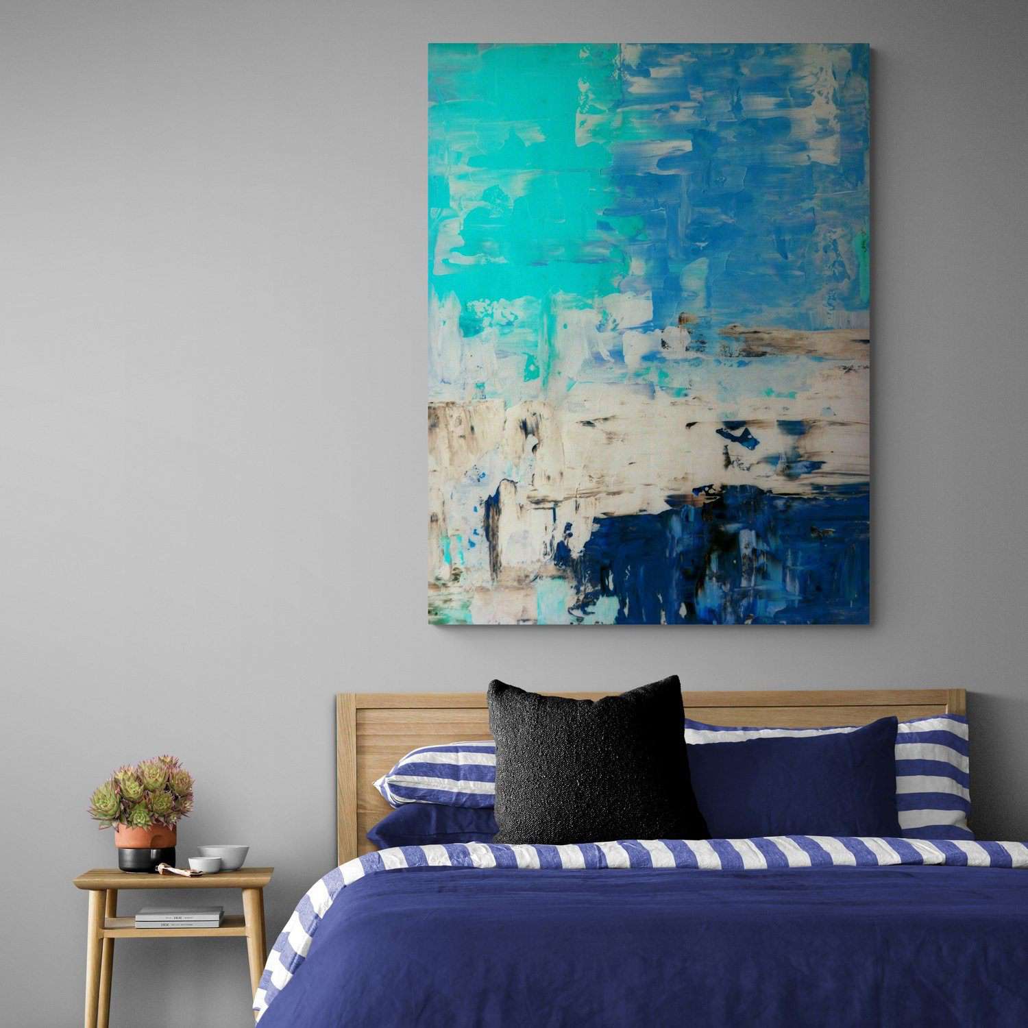 Teal and Beige Abstract Canvas Magna Canvas 