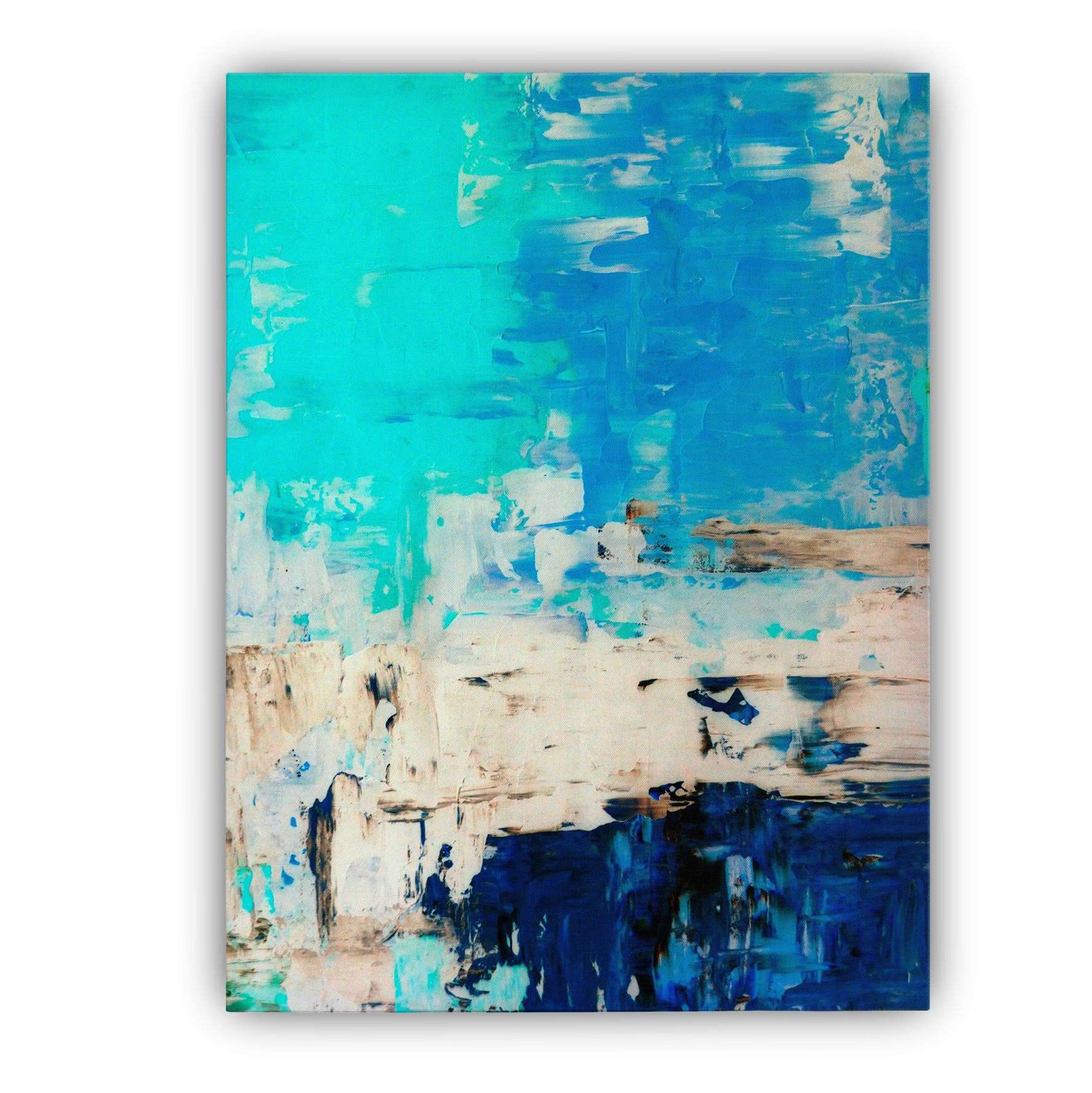 Teal and Beige Abstract Canvas Magna Canvas 