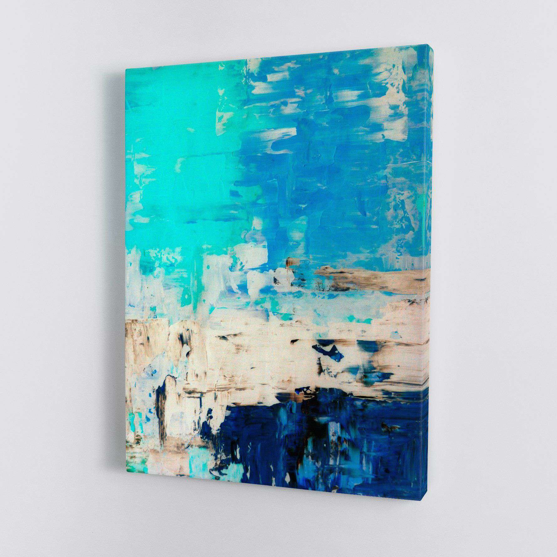 Teal and Beige Abstract Canvas Magna Canvas 