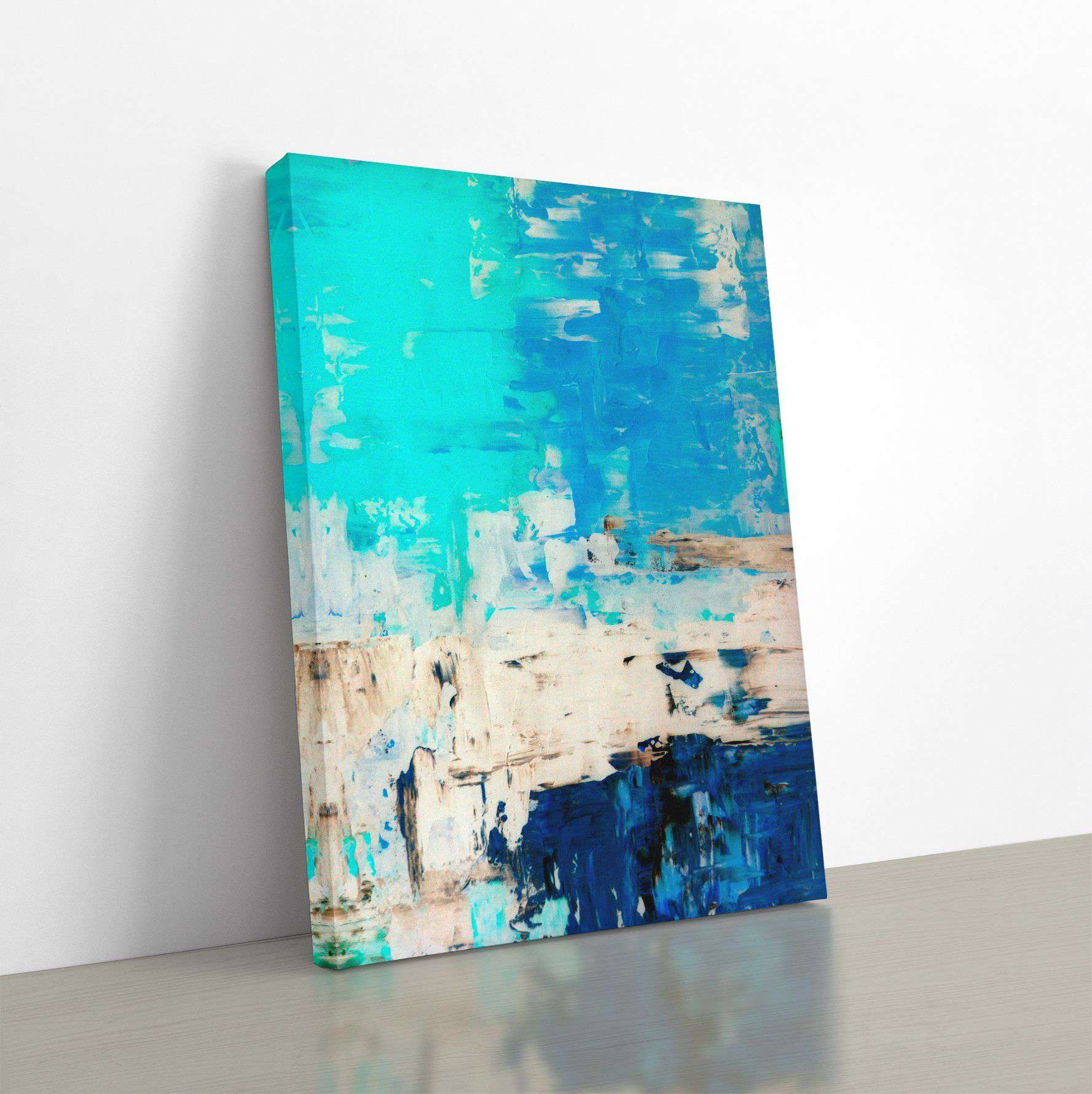 Teal and Beige Abstract Canvas Magna Canvas 