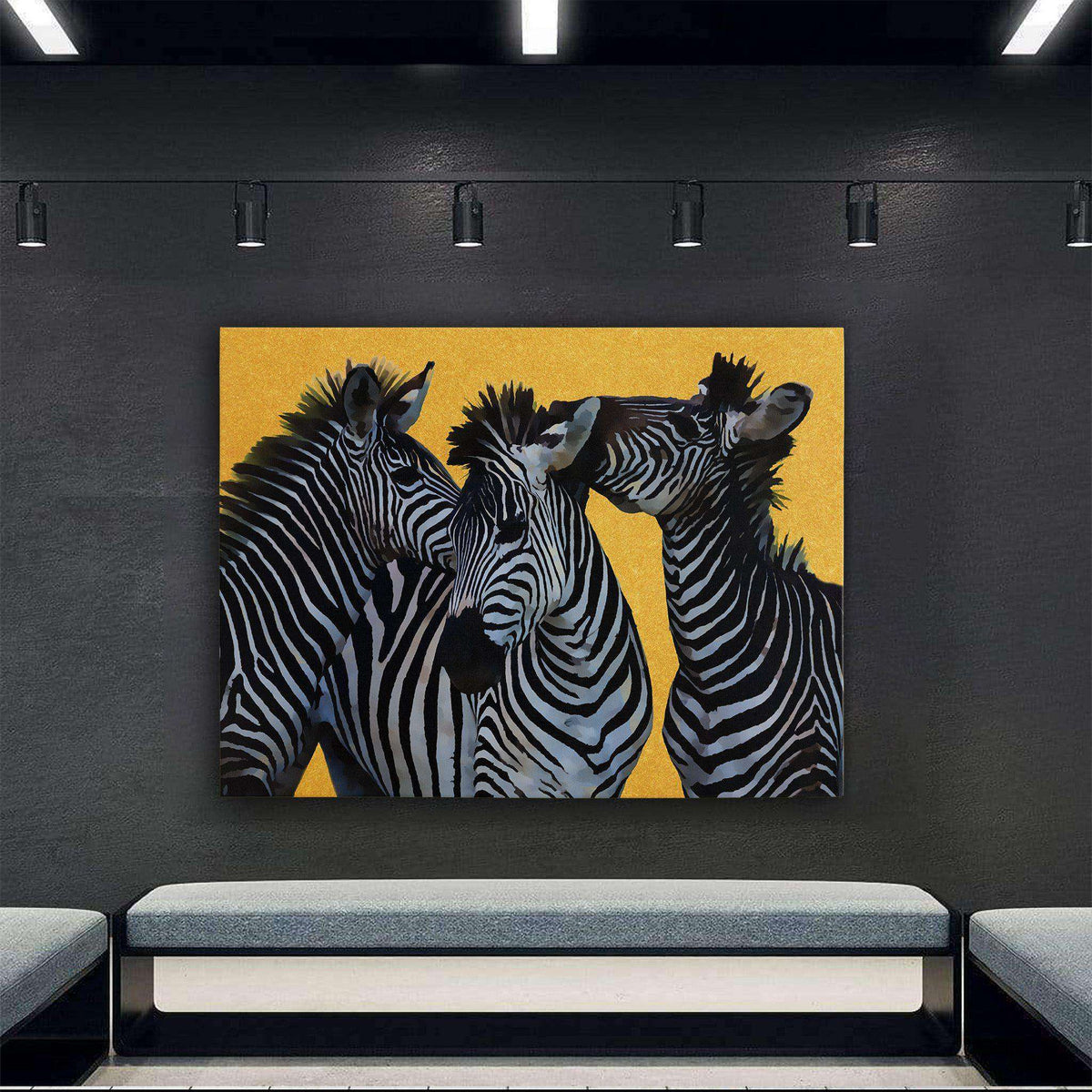 Zebras In Gold Canvas Wido 
